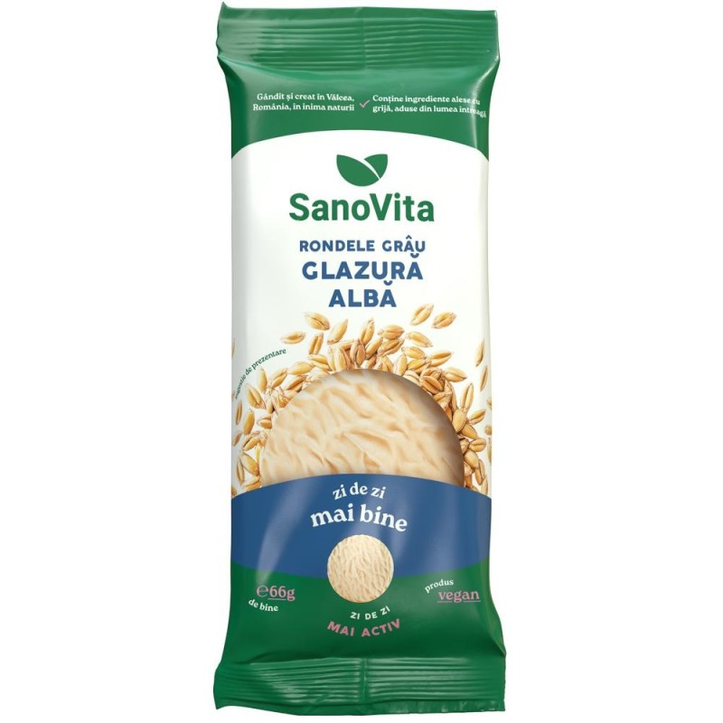 Rondele din Grau cu Glazura Alba, Sanovita, 66 g