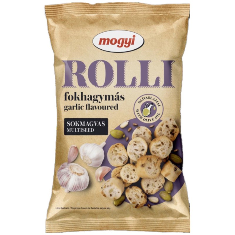 Rondele Paine Prajita cu Mix de Seminte si Aroma de Usturoi, 65 g, Mogyi Rolli