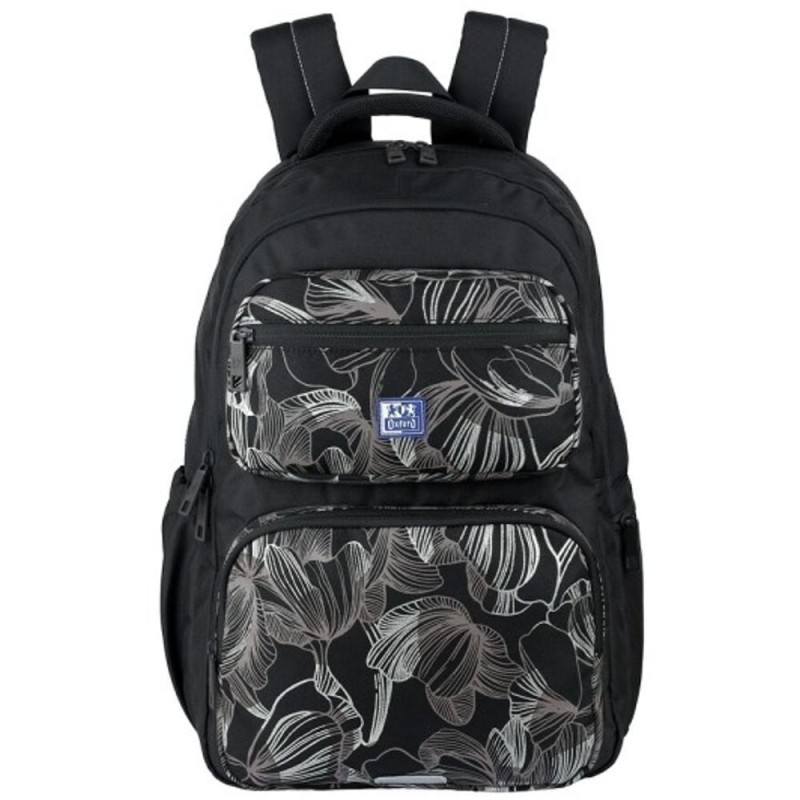 Rucsac Oxford Dream Tech Holografic, 2 Compartimente, 44 x 32 x 18 cm, Negru Floral