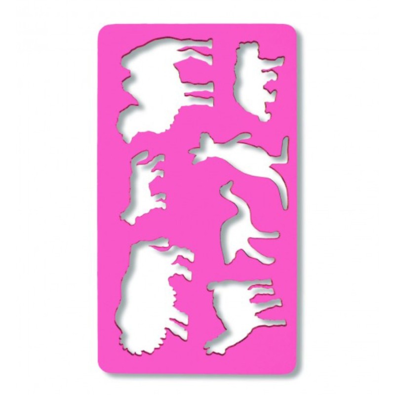 Sablon Mic cu 7 Animale Salbatice, 2 x 120 x 210 mm