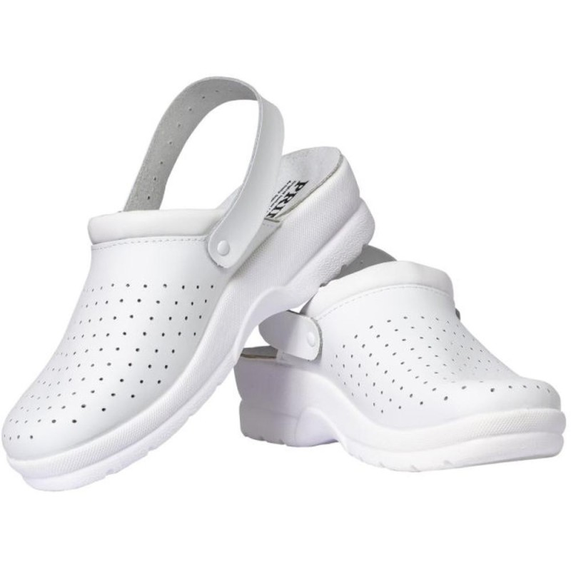 Saboti Medicali din Piele cu Bareta, Prima, Albi, Marimea 43