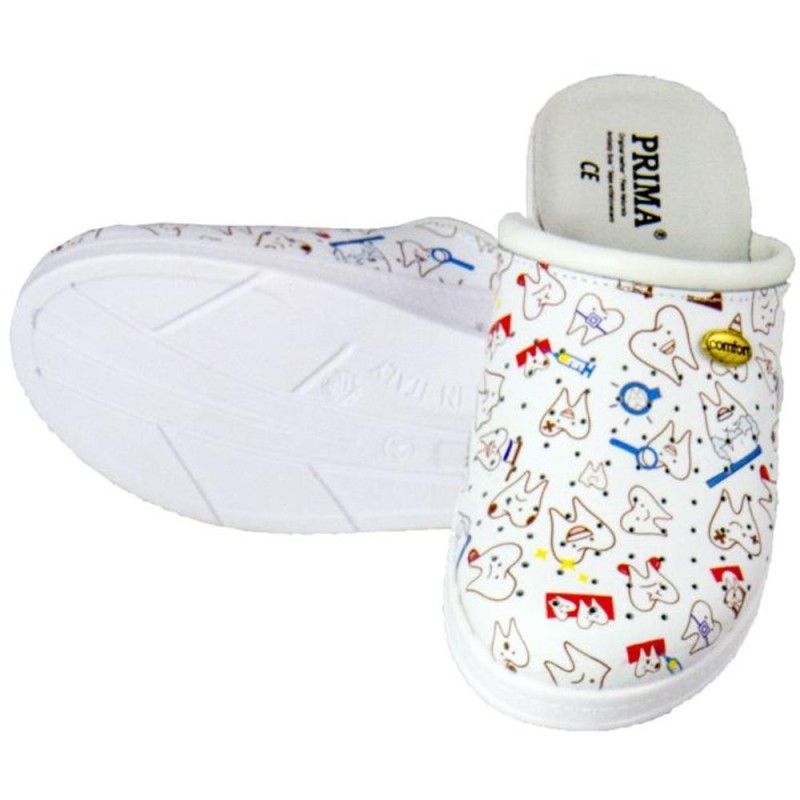 Saboti Medicali din Piele Naturala, Prima, Design Stomatologic cu Dintisori, Marimea 38