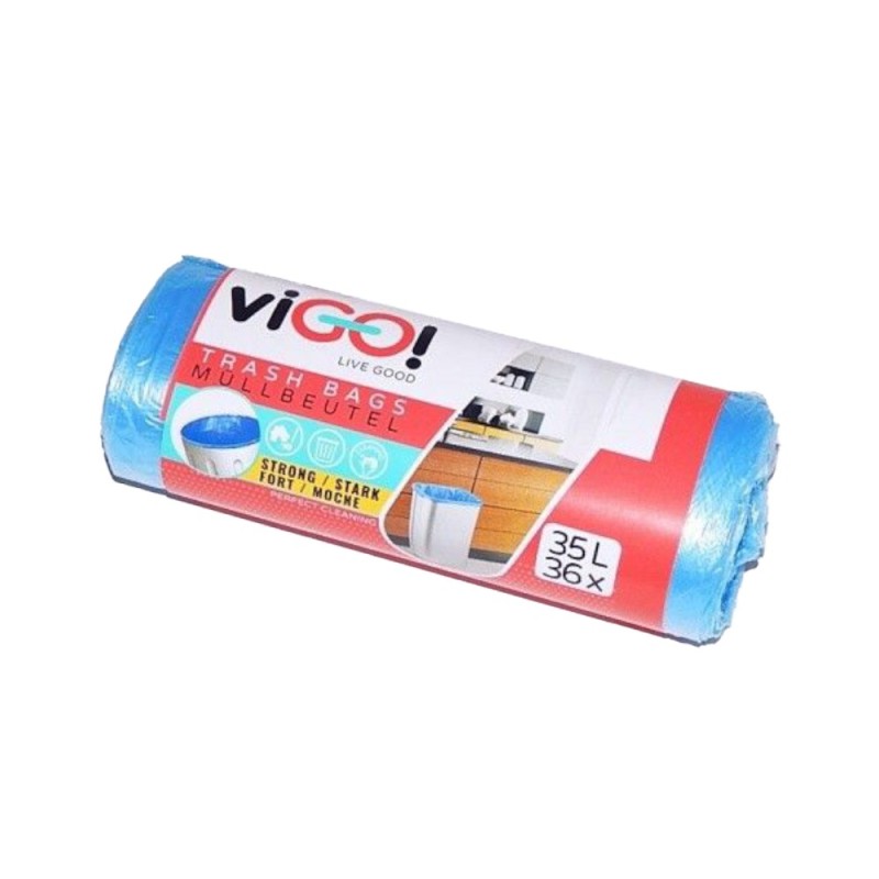 Saci de Gunoi, viGO, Albastru, 35 l, 36 Bucati