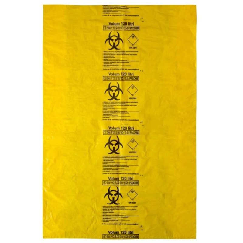 Saci Galbeni Biohazard ADR, 120 l, 50 Bucati