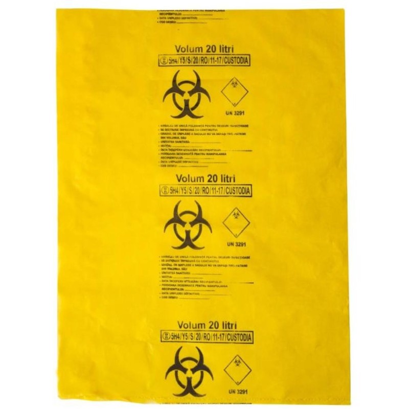 Saci Galbeni Biohazard ADR, 20 l, 50 Bucati