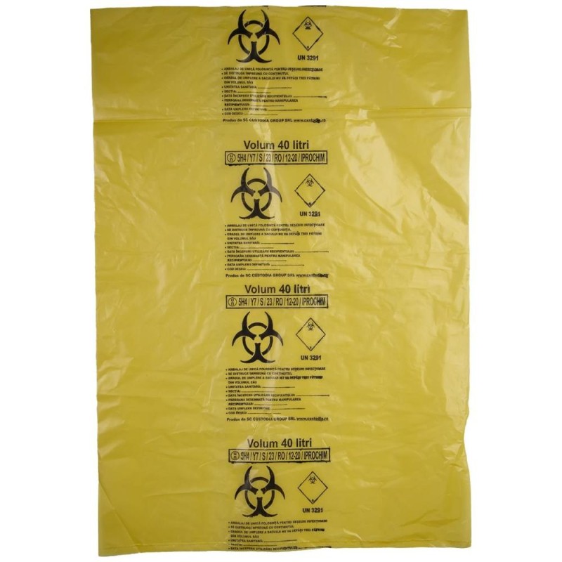 Saci Galbeni Biohazard pentru Pubele ADR, 40 l, 1 Bucata