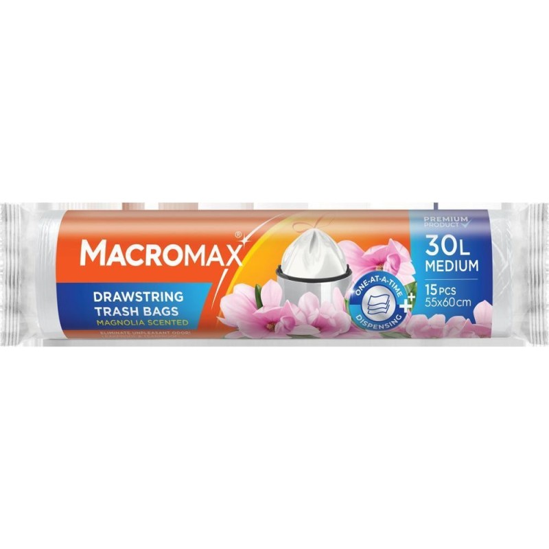 Saci Menajeri Parfumati cu Snur Macromax, Magnolia, Marimea M, 15 Bucati