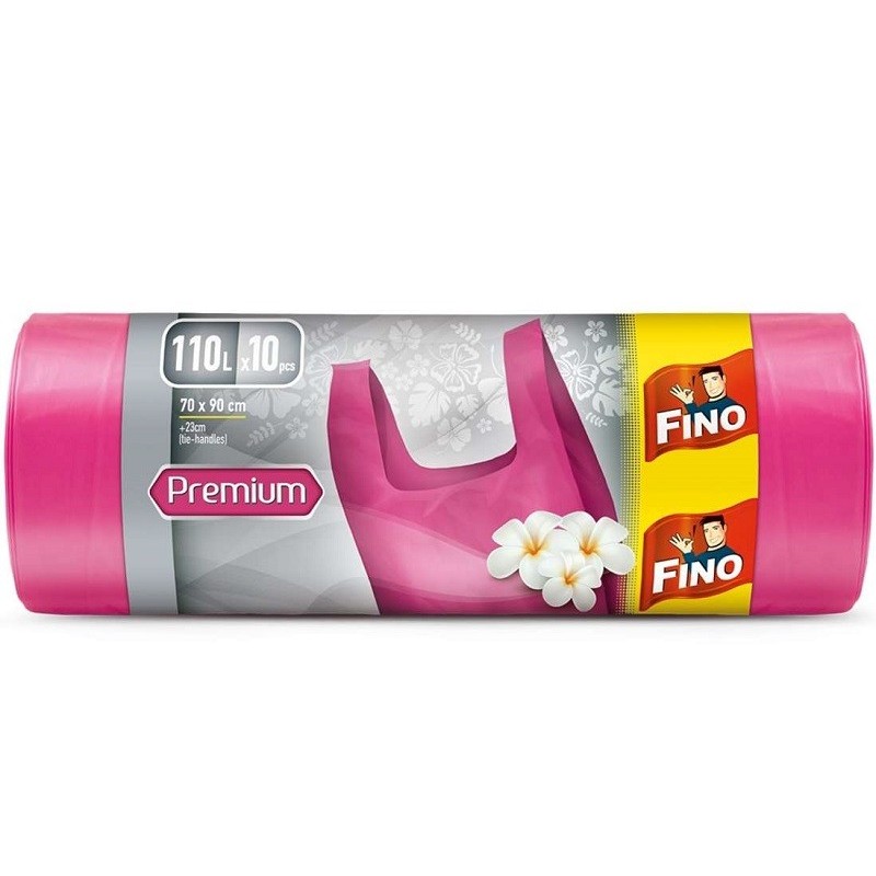 Saci Menajeri Premium Fino, Colorati si Parfumati, cu Manere, 110 l, 10 Bucati