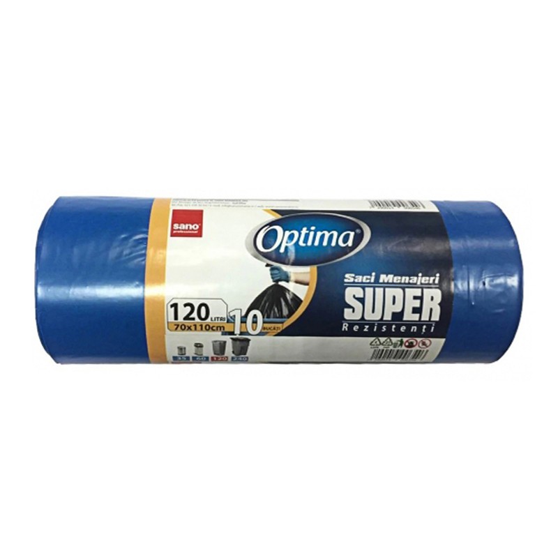 Saci Menajeri Sano Optima 120 l, Albastri, 10 Bucati / Rola