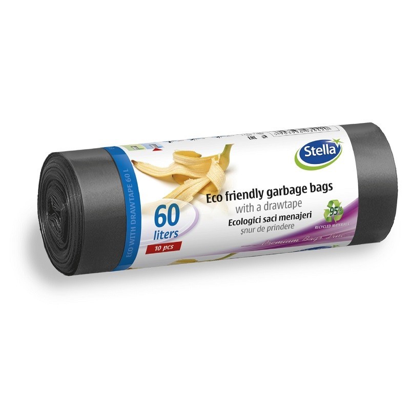 Saci Menajeri Stella cu Snur 60 l  Ecologici 10 Bucati