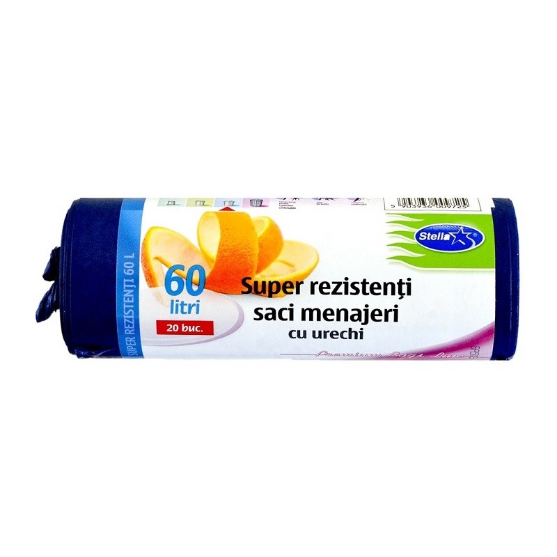 Saci Menajeri Stella Ultra Rezistenti cu Urechi 60 l, 20 Bucati