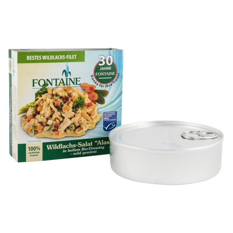 Salata de Somon Salbatic Alaska in Sos de Rosii BIO, 200 g, Fontaine