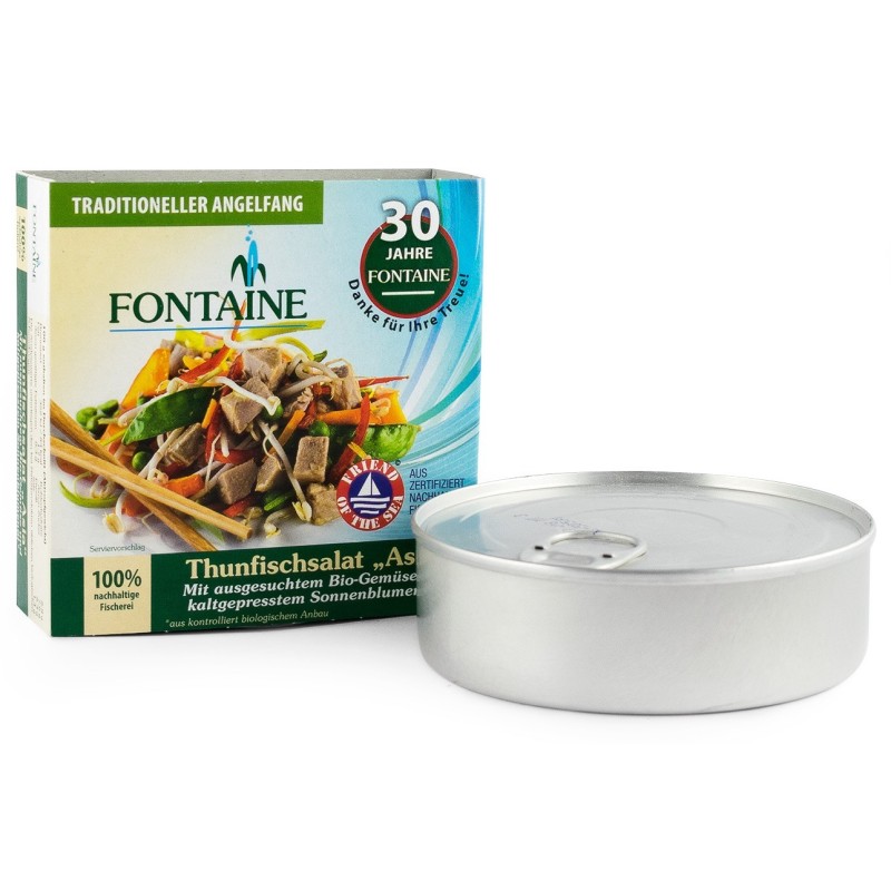 Salata de Ton Asia cu Legume Bio si Ulei de Floarea Soarelui Presat la Rece, Fontaine, 200 g