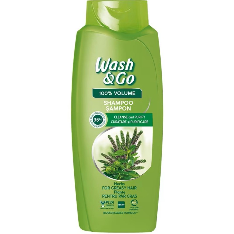 Sampon Wash&Go cu Extract de Ierburi, pentru Par Gras, 675 ml