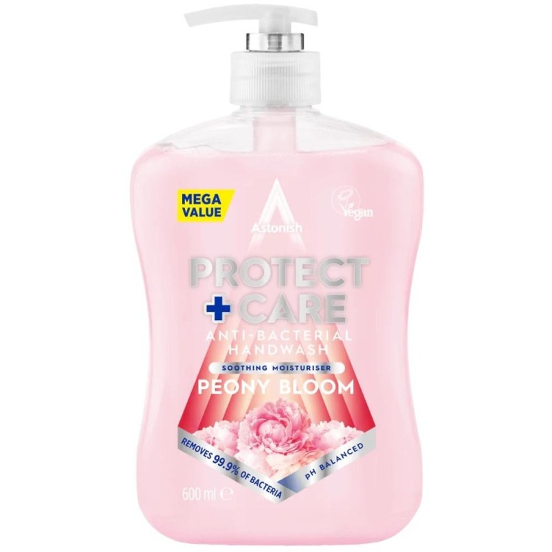 Sapun Lichid Antibacterian, Bujori, Astonish Protect + Care, 600 ml