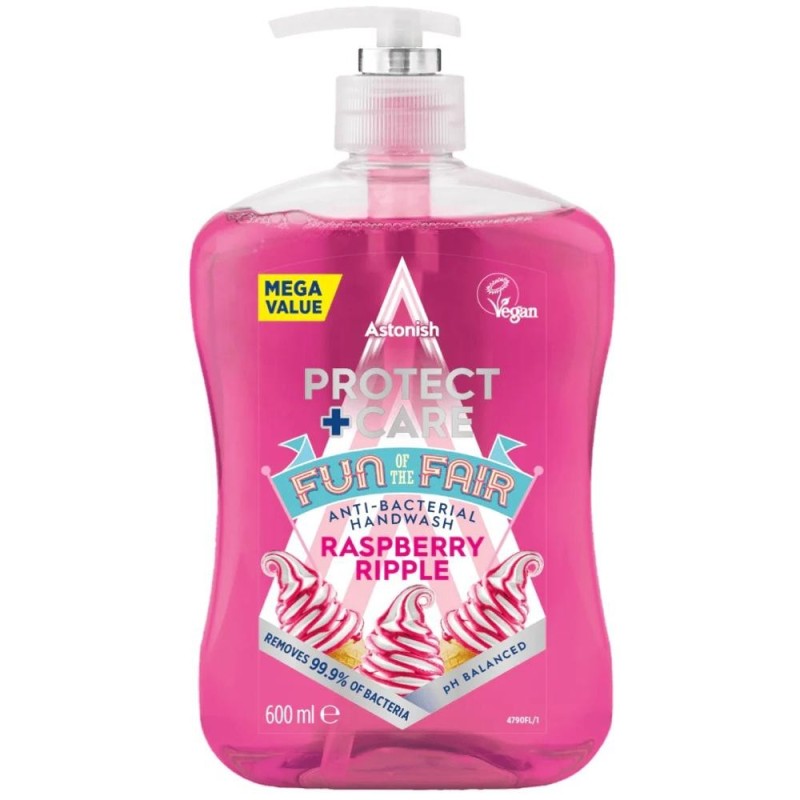 Sapun Lichid Antibacterian, Zmeura, Astonish Protect + Care, Fun of the Fair, 600 ml