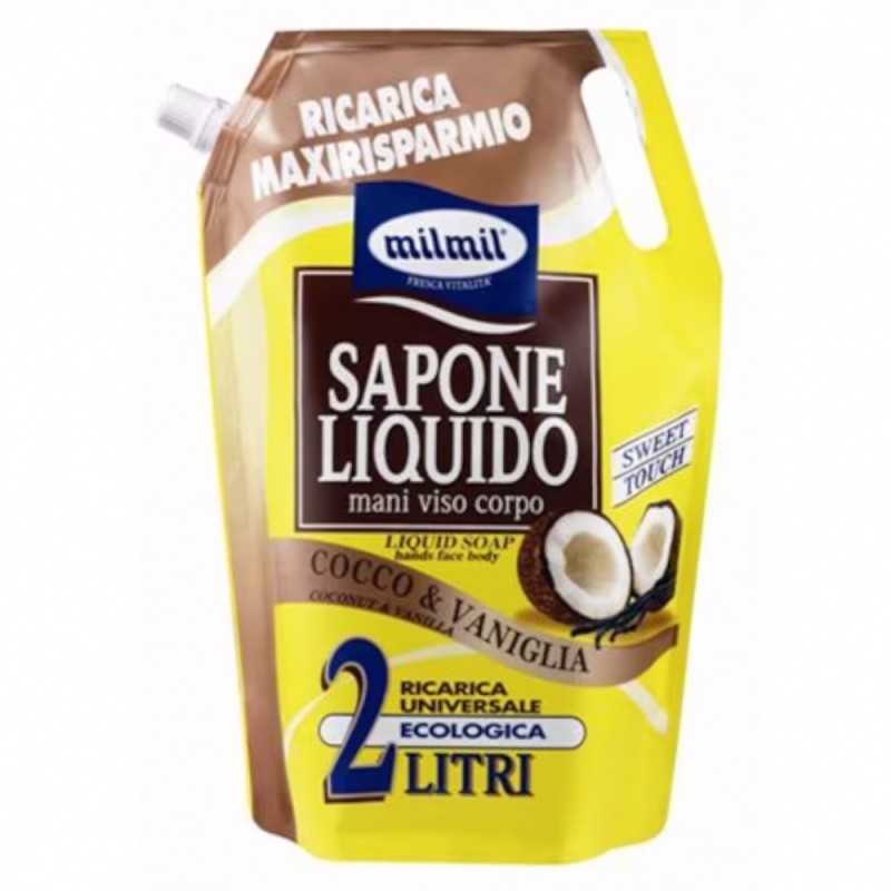 Sapun Lichid Rezerva Mil Mil Cocos si Vanilie, 2 l