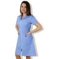 Sarafan Medical Dama Aura Premium, Maneca Scurta, Inchidere Fermoar Si Cordon In Talie, 3 Buzunare, Bleu, XL