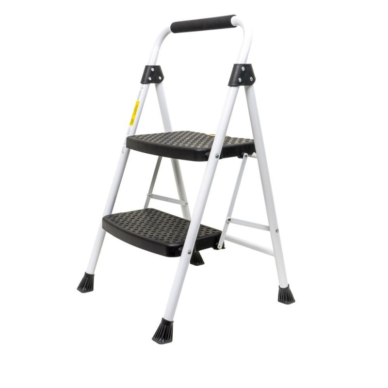 Scara Metalica cu 2 Trepte Late, Pliabila Alba, Z-tools