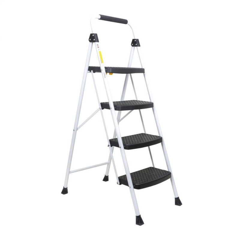 Scara Metalica cu 4 Trepte Late, Pliabila Alba, Z-tools