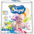 Scutece Bebelusi New Sleepy Jumbo, Marimea 1 New Born, 2-5 kg, 92 Bucati