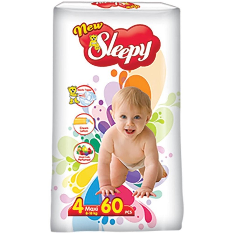 Scutece Bebelusi New Sleepy Jumbo, Marimea 4 Maxi, 8-18 kg, 60 Bucati