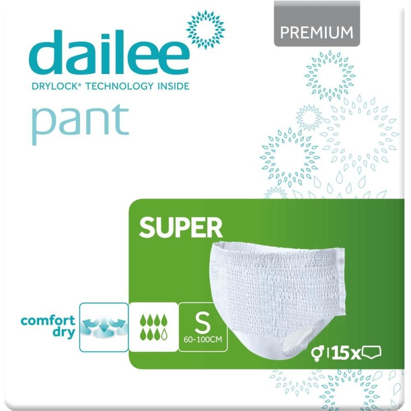 Scutece Chilot Adulti Dailee Premium Super, Marimea S, 7 Picaturi, 15 Bucati