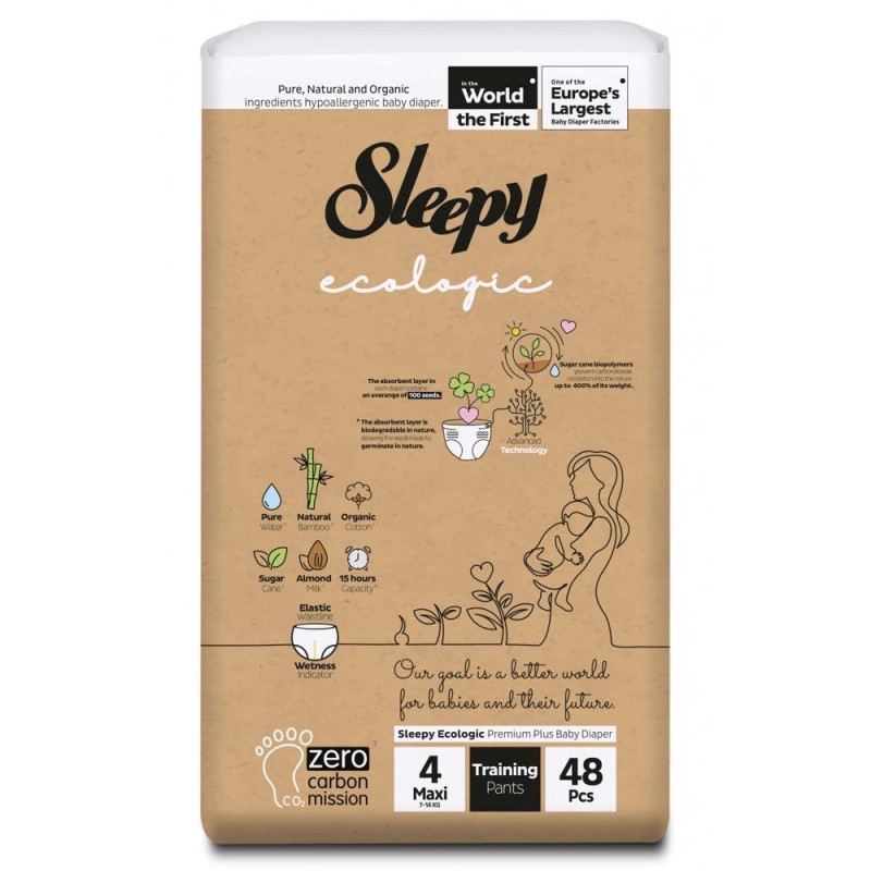 Scutece Chilotel Bebelusi Sleepy Ecologic Double, Marimea 4, 7-14 kg, 48 Bucati