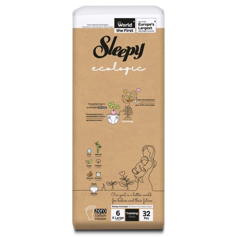 Scutece Chilotel Bebelusi Sleepy Ecologic Double, Marimea 6, 15-25 kg, 32 Bucati