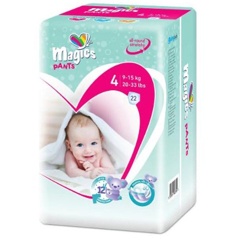 Scutece Chilotel Magics Pants Air Tubes, Marimea 4 Maxi, 9-15 kg, 22 Bucati