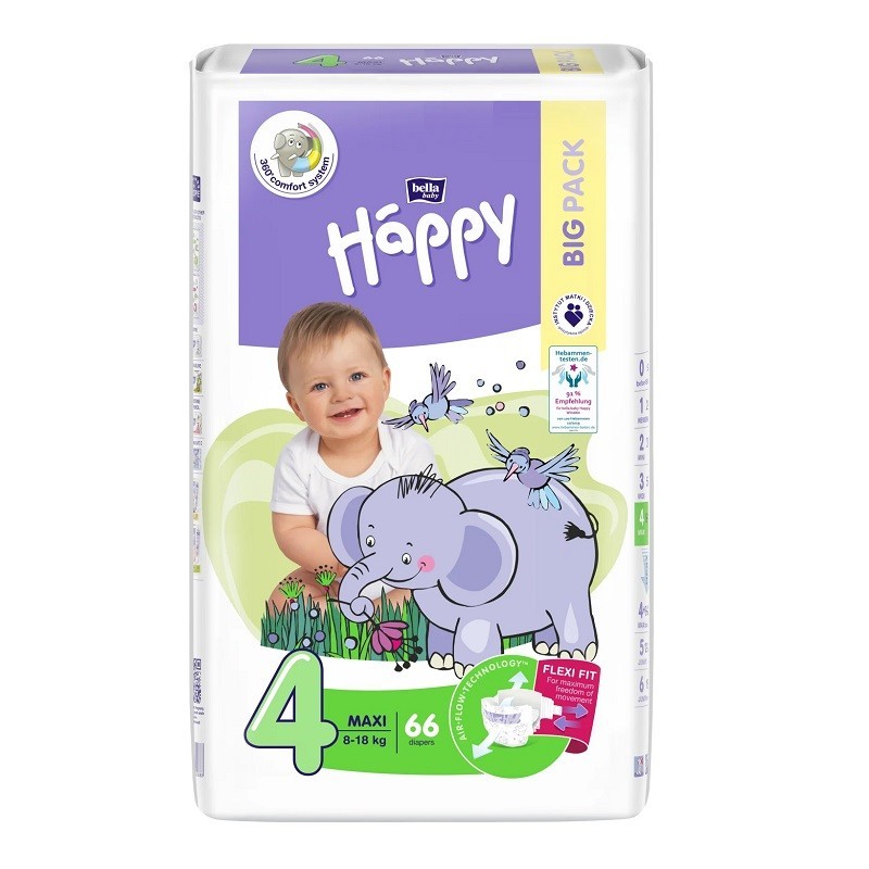 Scutece Happy Big Pack Nr. 4 Maxi, 66 Bucati