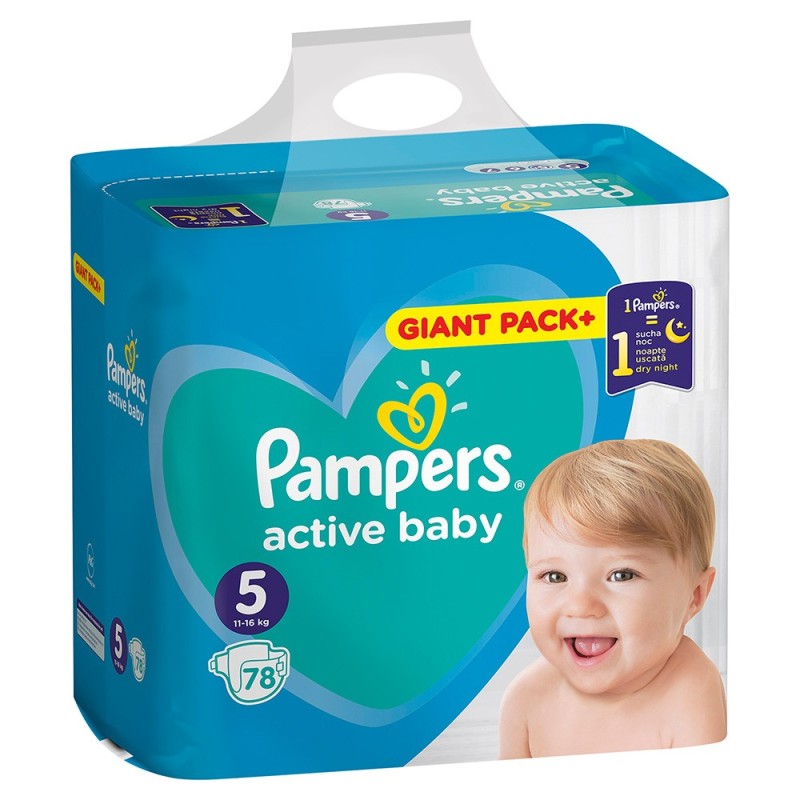 Scutece Pampers Active Baby Nr 5 Junior, 11-16 kg, 78 Bucati