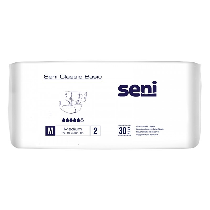 Scutece pentru Adulti Seni Classic Basic, M, 30 Bucati
