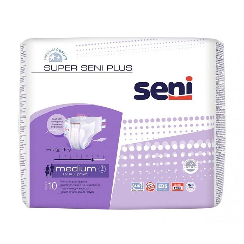 Scutece pentru Adulti Seni Super Plus, M, 10 Bucati