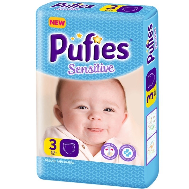 Scutece Pufies Sensitive Nr. 3 Midi 3-10 Kg 66 Bucati