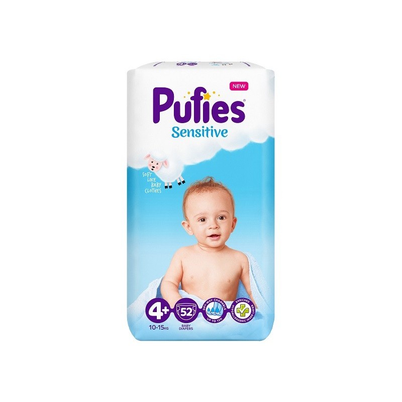 Scutece Pufies Sensitive Nr. 4 Maxi 10-15 Kg 52 Bucati