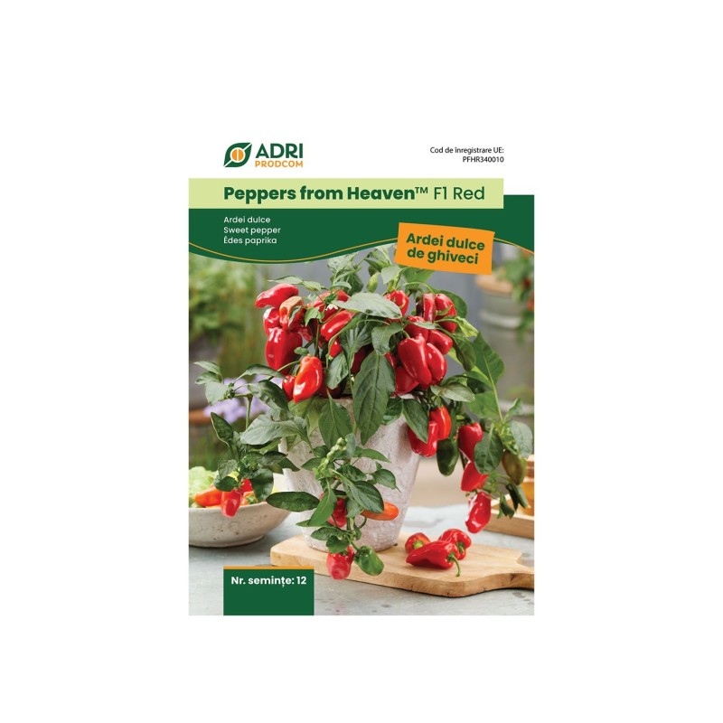 Seminte de Ardei Dulce pentru Cultivare la Ghiveci, F1, 12 Seminte
