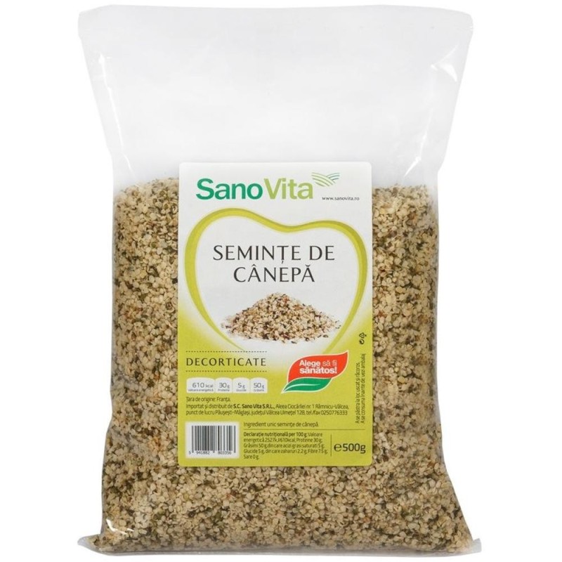 Seminte de Canepa Decorticate, Sanovita, 500 g