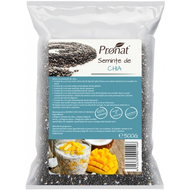 Seminte de Chia BIO, 500 g, Pronat