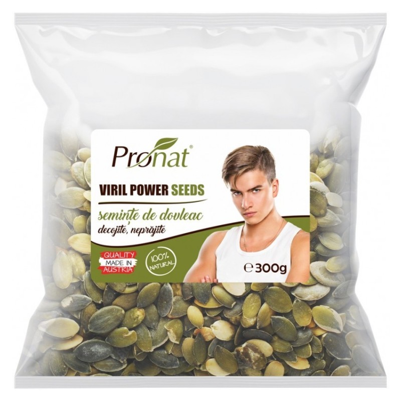 Seminte de Dovleac Bio Decojite Viril Power, Natur, 300 g, Pronat