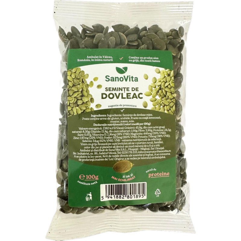 Seminte de Dovleac, Miez, Sanovita, 100 g