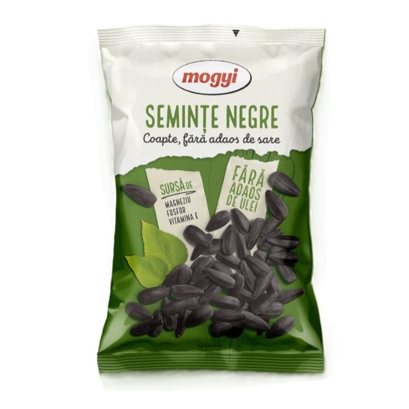 Seminte de Floarea Soarelui Negre, Prajite si Nesarate, Mogyi, 100 g