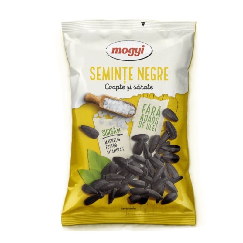 Seminte de Floarea Soarelui Negre, Prajite si Sarate, Mogyi, 100 g
