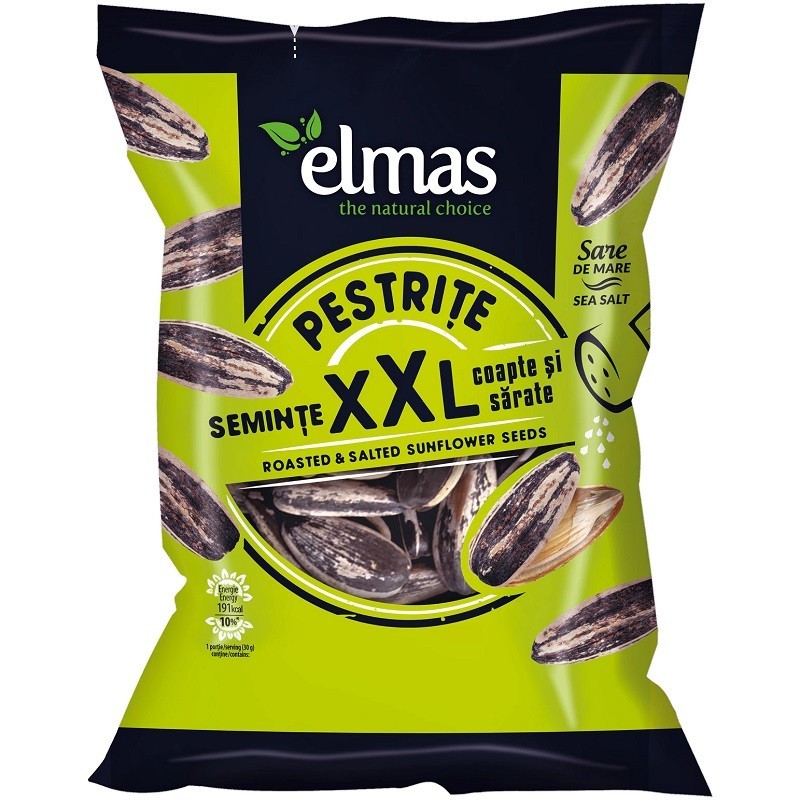 Seminte de Floarea Soarelui Pestrite Coapte cu Sare, Elmas, XXL, 200 G