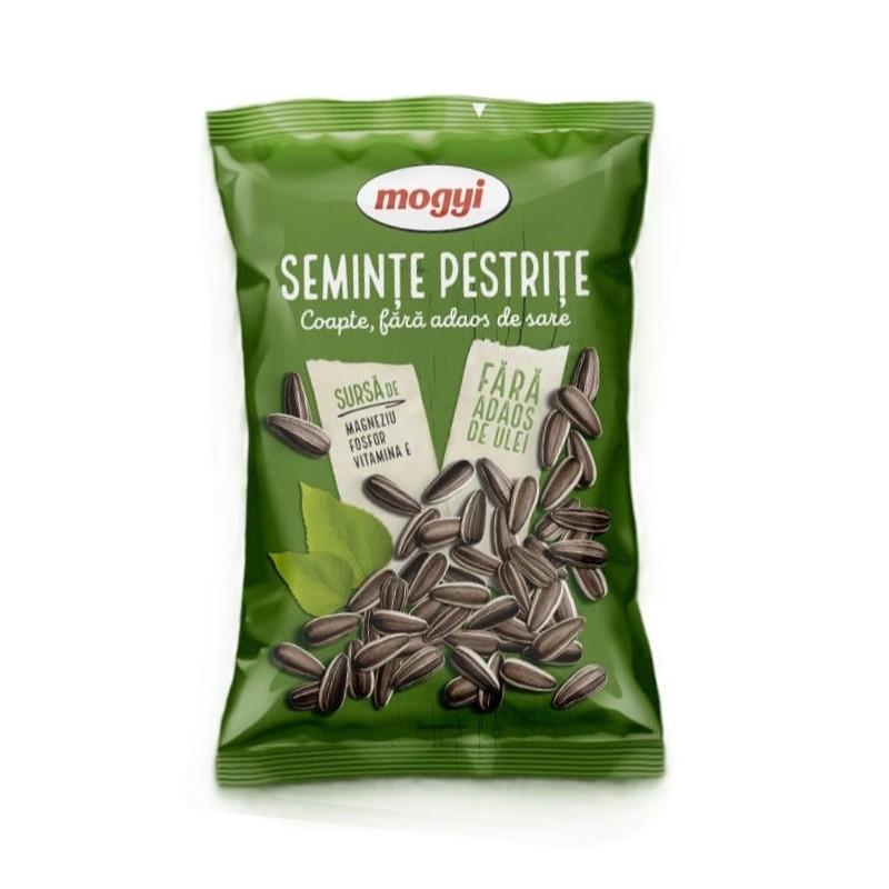 Seminte de Floarea Soarelui Pestrite, Prajite si Nesarate, Mogyi, 200 g