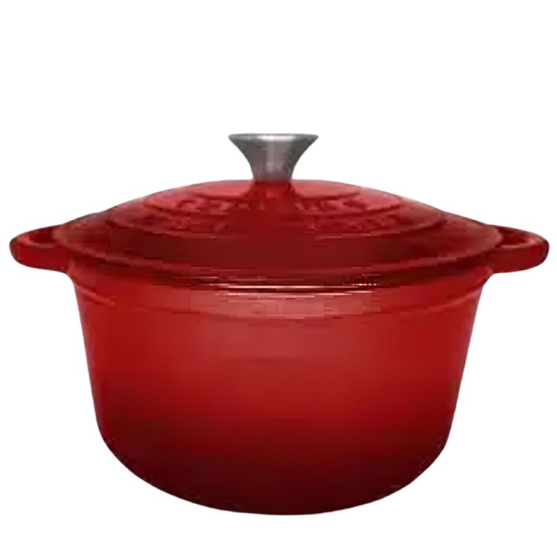 Semioala din Fonta Emailata cu Capac Heinner, 28 x 13 cm, Capacitate 6 l, Rosu