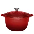 Semioala din Fonta Emailata cu Capac Heinner, 28 x 13 cm, Capacitate 6 l, Rosu