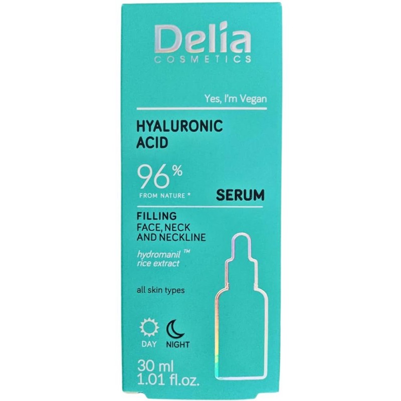 Ser pentru Fata si Decolteu Delia Cosmetics, cu Acid Hialuronic, 30 ml