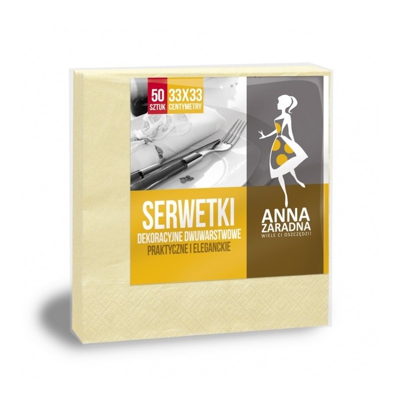 Servetele Anna 33 X 33 cm, 2 Straturi Champagne, 50 Bucati