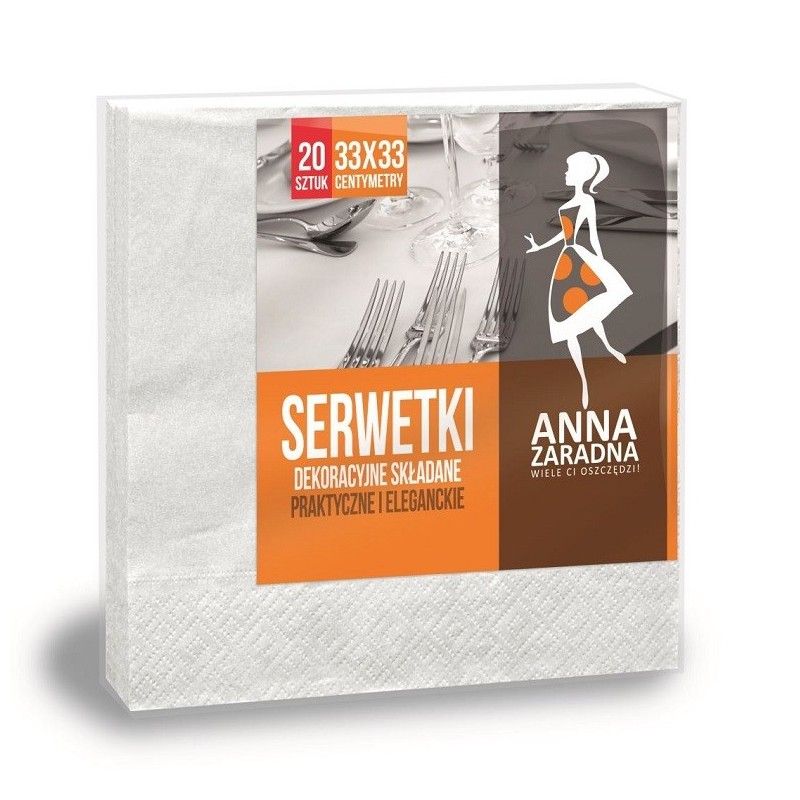 Servetele Anna 33 X 33 cm 3 Straturi, Albe, 20 Bucati